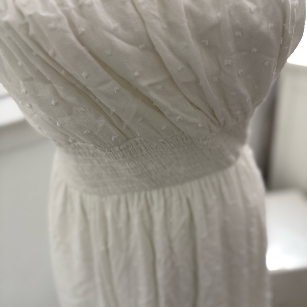 French Grey Strapless White Dress - Picture 6 of 10